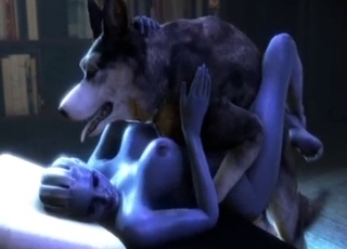 Blue alien slut from Mass Effect fucks a dog