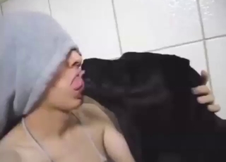 Towel head dude is getting sucked by a dog