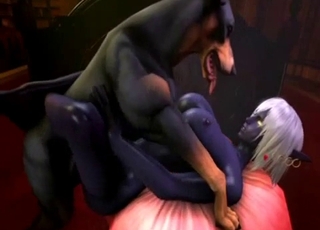Dark Elf slut fucking a horny dog