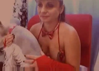 Slutty mature zoophile fucking a mutt