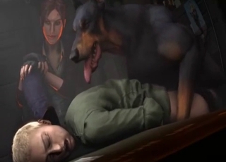 Beefy 3D doberman fucked her cunt