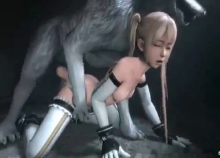 Cute blonde pounded hard by 3D wolf