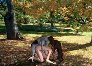 Three dimensional hookup with two horny doggies