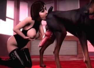 3 dimensional Doberman is getting a good elder blowage