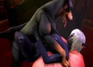 Dark Elf slut fucking a horny dog