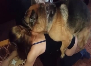 Blonde dog and a hot blonde girl fuck on the cam