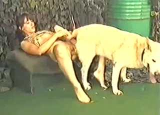 Milky doggie is the main star of this stunning bestiality vid