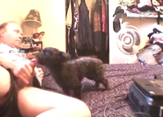 Zoo sex: oral pleasure from a sexy black dog