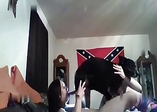 Southern slut fellating off the super-cute cock of her doggy