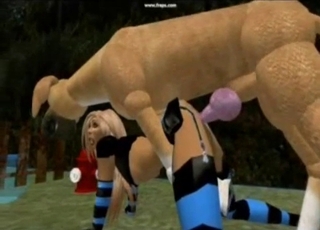Hot 3D animated slut having some sexy fun with a dog