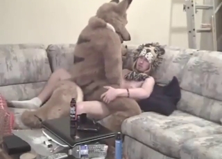 Intense indoor zoophile fuck with two furries
