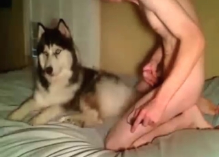 Dude is ready to fuck his dog on all fours