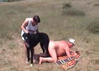 2 dudes are having a steamy threesome fun with a dog