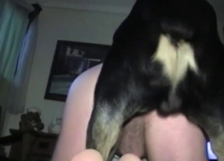 Big black dog fucked her tight wet cooter