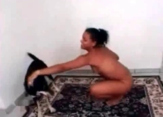 Passionate zoofil slut plays with her trained dogy