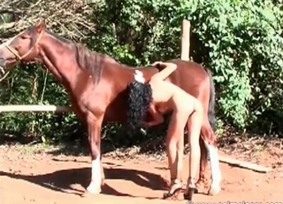 Sweet babe is sucking a big ass of her doggy