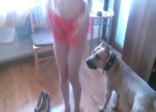 Appetizing doggy and fully naked amateur zoofil