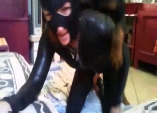 Intense sexual fun where Doberman fucks from behind