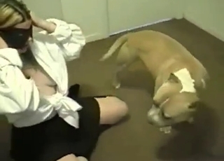 Sexy blonde and horny doggy have good fuck
