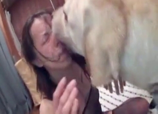 Rear end is licking her face