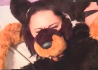 Tight cunt humped by a dog
