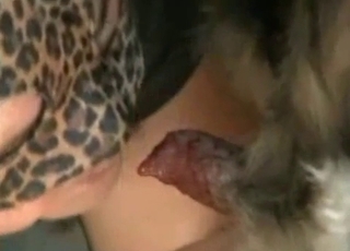 Masked BBW zoofil bj's her lovely dog