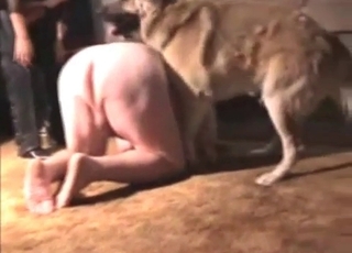 Fat Cougar seducing her naughty dog