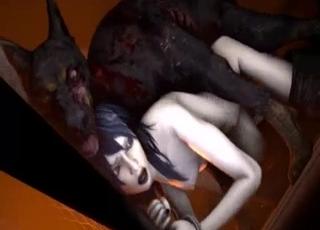 Brutal 3d doberman bangs a slutty zoophile