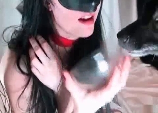 Ultra-kinky cockslut and a well-endowed dog