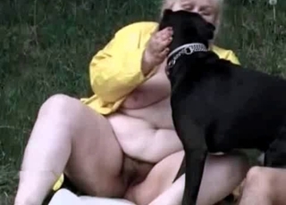 Small black dog fucked a gigantic slut zoofil