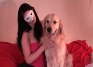 Doggy is tonguing her fresh pussy