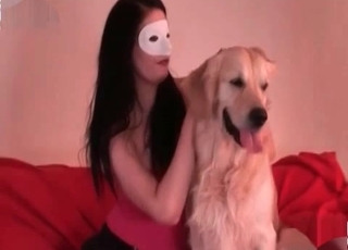 Doggy is tonguing her fresh pussy