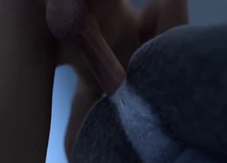 Screwing sexy rabbit doll in doggy style pose