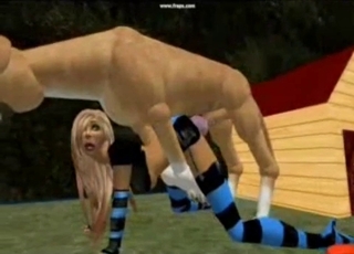 Hot 3D animated slut having some sexy fun with a dog